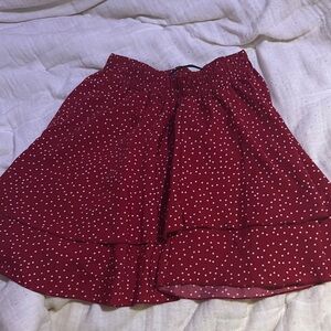 SHEIN Red Skater Skirt with White Dots